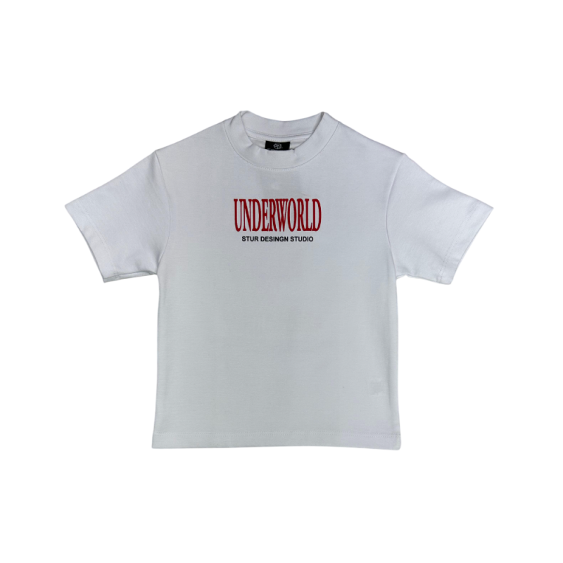 Camiseta T007 Streed Blanco letras rojas