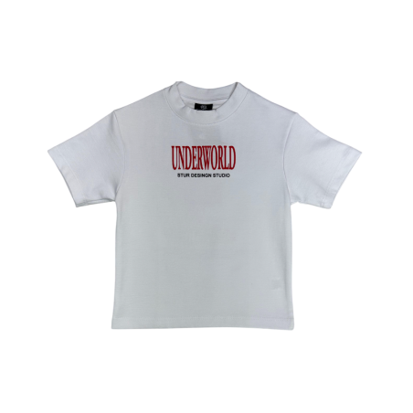 Camiseta T007 Streed Blanco letras rojas